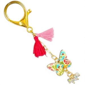 Colorful Red/Pink‎ Tone Butterfly Bag Charm / Keychain Hand Crafted